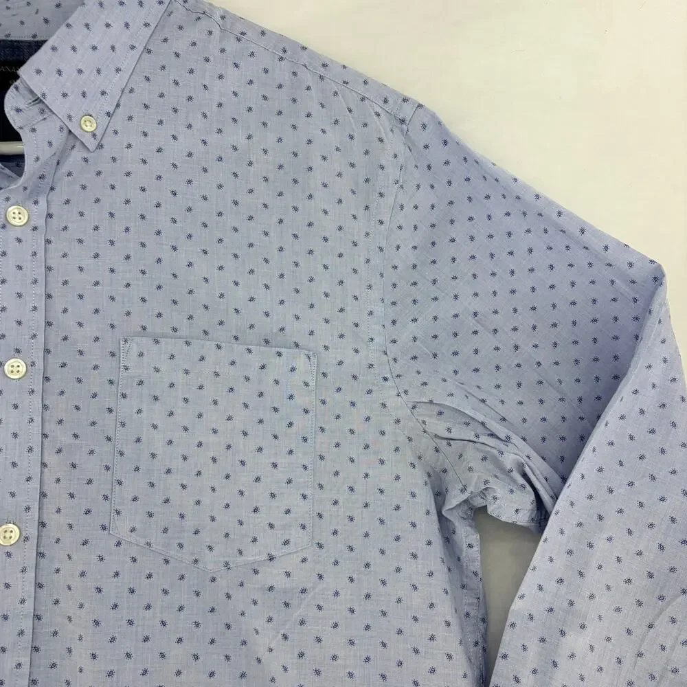 Banana Republic Men's Size L Slim Fit Button Down Shirt Blue Paisley Cotton